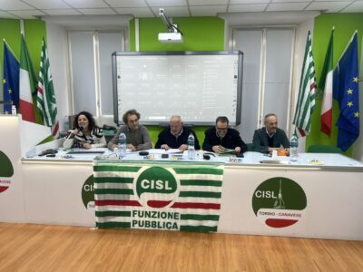 Il Consiglio generale della Cisl Fp Piemonte con i segretari Melis, Caretti e Petriccioli